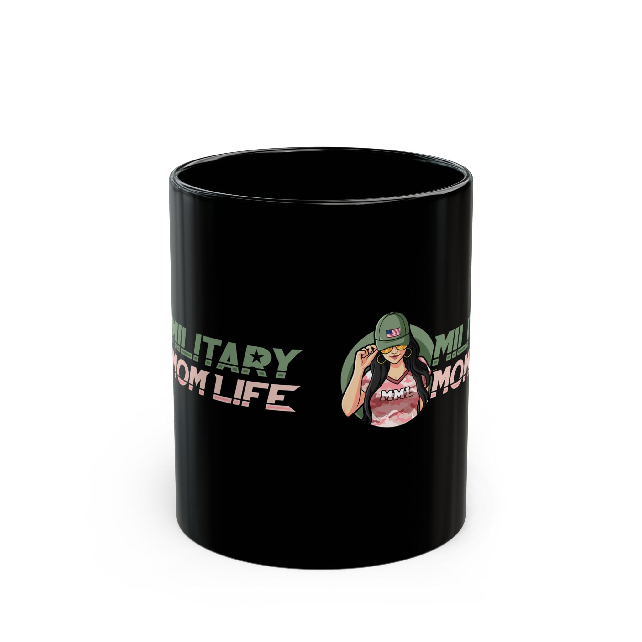 Military Mom Life Black Mug — 11oz/15oz Coffee Cup