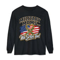 Military Moms Long Sleeve Tee — “We Serve Too!” American Flag Ribbon